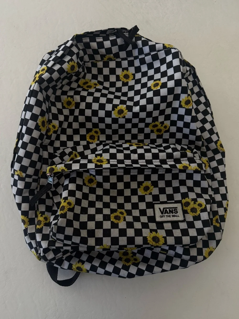 Vans  Checkerboard Sunflower Backpack - Black & White with Yellow 🌻